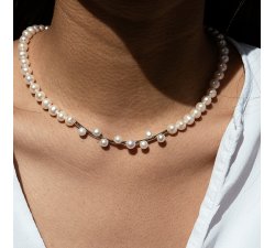 Stříbrný náhrdelník z bílých Gaura perel