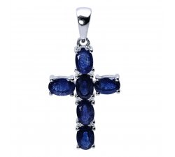 Stříbrný křížek s brazilským modrým Safírem