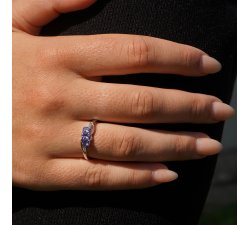 Stříbrný prsten s Tanzanitem a bílým Topazem