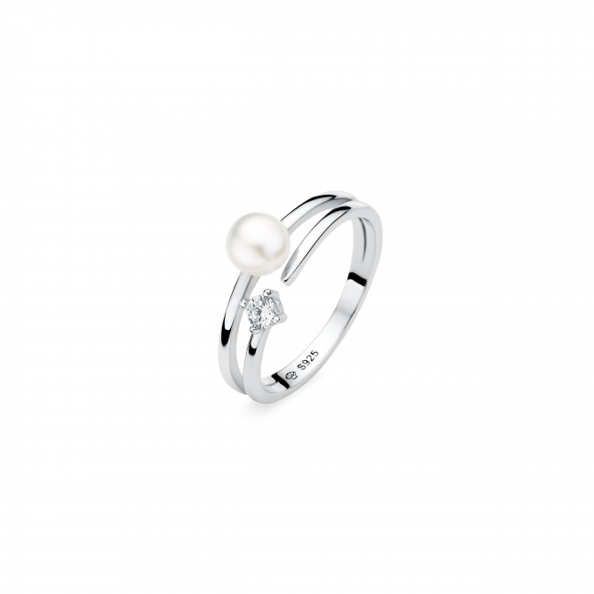 Dámský prsten s pravou bílou Gaura perlou a Zirkonem