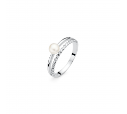Stříbrný prsten se sladkovodní bílou Gaura perlou