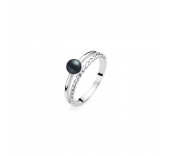 Stříbrný prsten s černou Gaura perlou