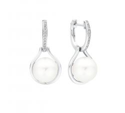 Luxusní dámské náušnice s bílou perlou a zirkony