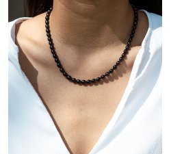 Dámský náhrdelník a náramek z pravých černých RICE perel