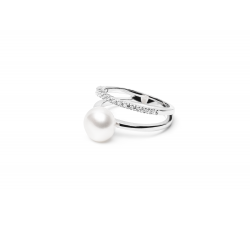 Luxusní dámský prsten s bílou perlou a Zirkonem