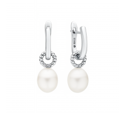 Dámské stříbrné náušnice s pravou bílou perlou