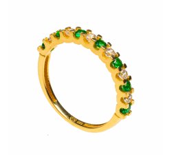 Dámský zlatý prsten se Smaragdy a Zirkony