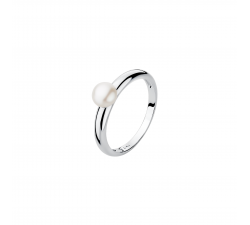Stříbrný prsten s pravou bílou perlou Gaura
