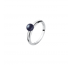Stříbrný prsten s pravou černou perlou Gaura