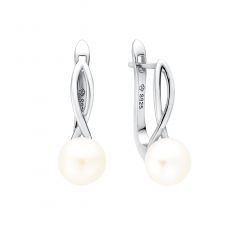 Dámské náušnice s bílou perlou