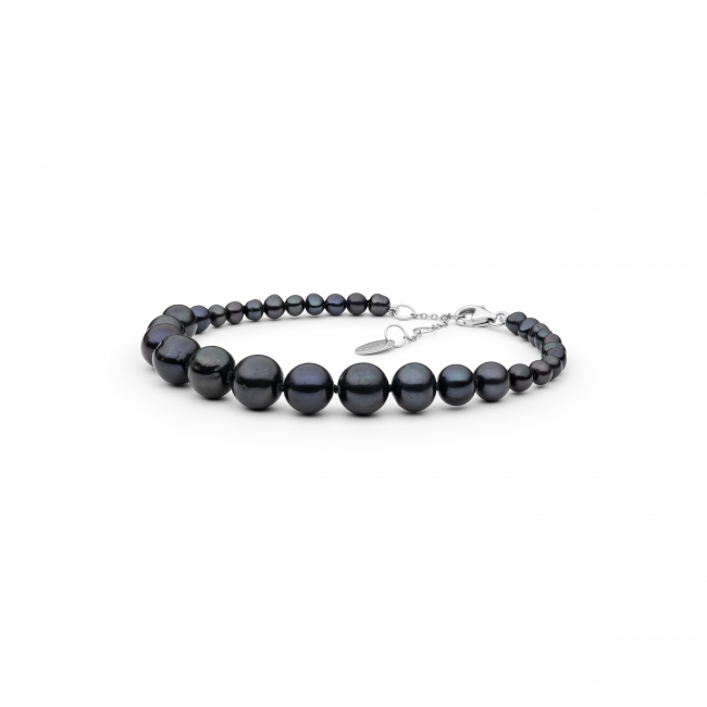 Luxusní dámský náramek z pravých černých perel