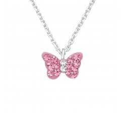Dětský stříbrný náhrdelník s motýlkem