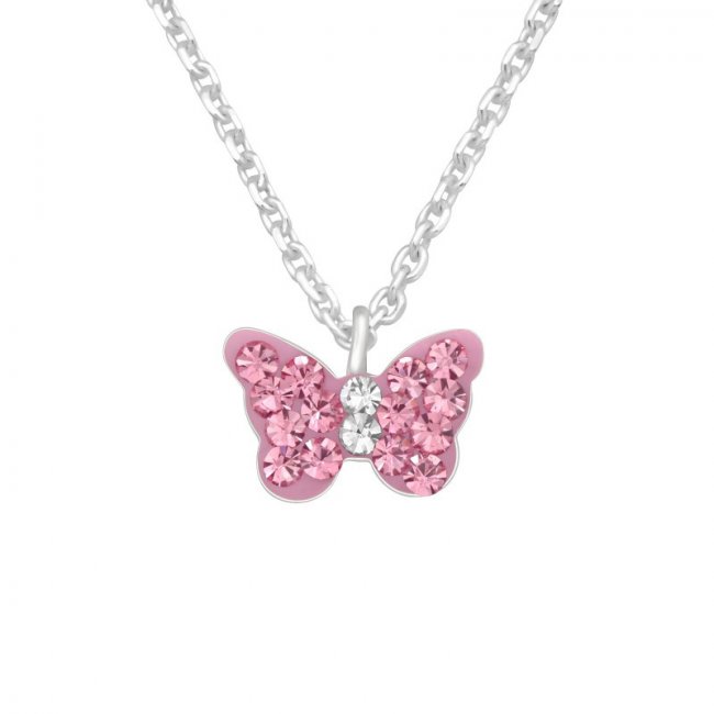 Dětský stříbrný náhrdelník s motýlkem