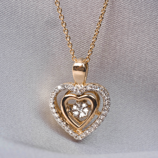 Zlatý náhrdelník Srdce s diamanty