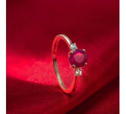 Diamantový prsten s rubínem ze 14kt zlata