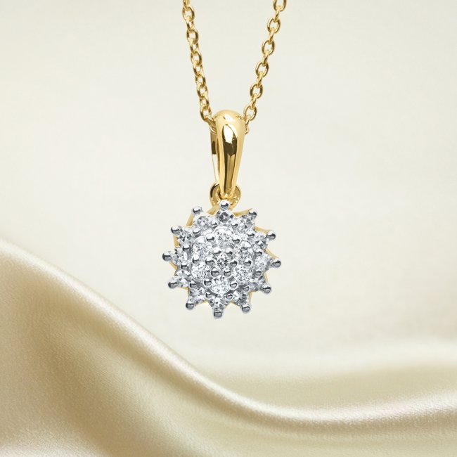Dámský zlatý náhrdelník s diamantovým přívěskem