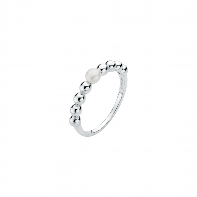Dámský prsten s pravou bílou perlou ze stříbra