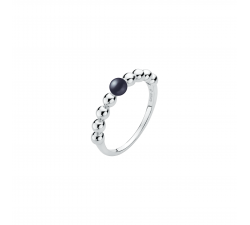 Dámský prsten s pravou černou perlou ze stříbra
