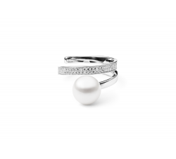 Luxusní prsten s pravou perlou a zirkony