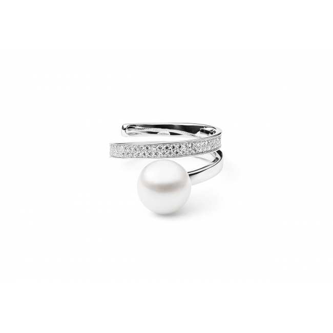Luxusní prsten s pravou perlou a zirkony