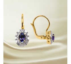 Luxusní zlaté náušnice s tanzanitem a diamanty