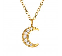 Dětský pozlacený náhrdelník s Měsíčkem s bílými zirkony