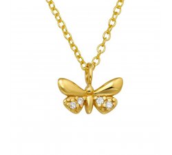 Dětský pozlacený náhrdelník s Motýlkem s bílými zirkony
