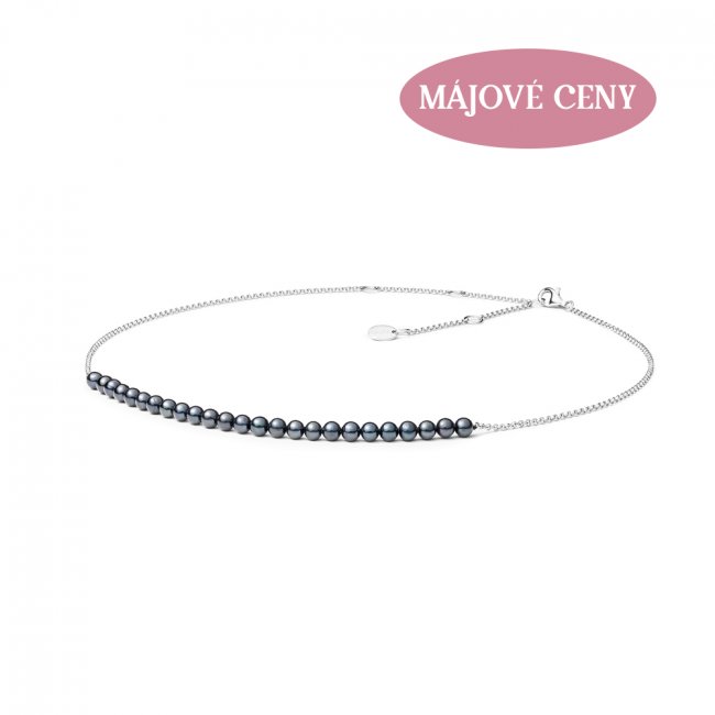 Stříbrný náhrdelník Gaura s černou perlou