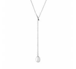 Stříbrný náhrdelník s bílou sladkovodní Gaura perlou