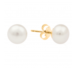 Zlaté náušnice s pravou bílou perlou
