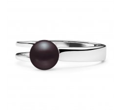 Minimalistický prsten s černou sladkovodní Gaura perlou