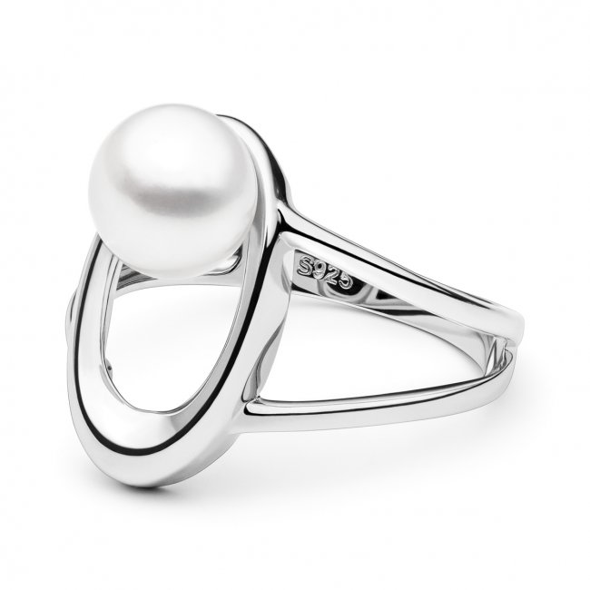 Stříbrný prsten s bílou sladkovodní Gaura perlou