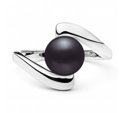 Stříbrný prsten s černou sladkovodní Gaura perlou