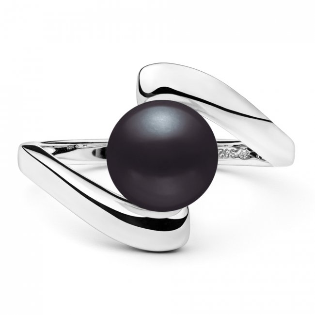 Stříbrný prsten s černou sladkovodní Gaura perlou