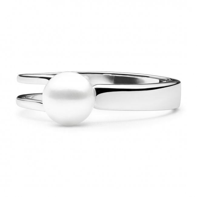 Stříbrný prsten s pravou bílou sladkovodní perlou