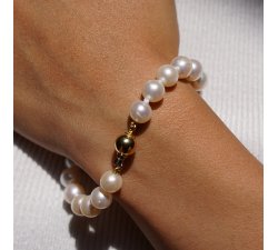 14kt zlatý náramek s bílou GAURA perlou